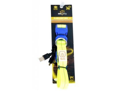 Obojok DUVO+ LED Svietiaci dog neónový žltý nylon 40-55cm/ 2,5 cm