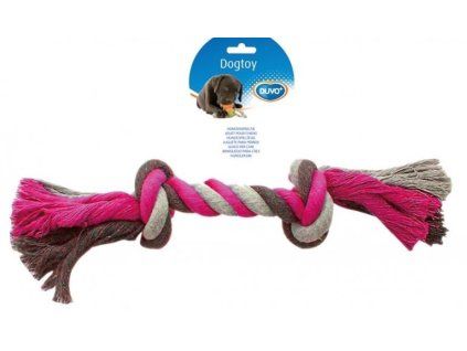 Hračka DUVO+ Lano s 2 uzlami na ťahanie ružovo-šedo-biele XXLarge 45 cm