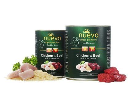 NUEVO dog Junior Chicken & Beef 800 g konzerva