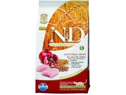 Farmina N&D cat AG adult, neutered, chicken, spelt, oats & pomegranate 0,3 kg