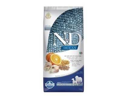 Farmina N&D dog OCEAN (AG) adult medium & maxi, codfish, spelt, oats & orange 2,5 kg
