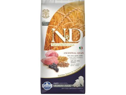 Farmina N&D dog AG puppy medium & maxi, lamb, spelt, oats & blueberry 12 kg