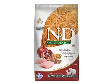 Farmina N&D dog AG adult medium & maxi, light, chicken, spelt, oats & pomegranate 2,5 kg
