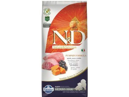 Farmina N&D dog PUMPKIN (GF) puppy medium & maxi, lamb & blueberry 12 kg
