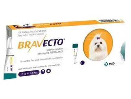 Bravecto Dog XS 112,5 mg spot-on roztok pre veľmi malé psy ( od 2 do 4,5 kg ) 1 x 0,4 ml